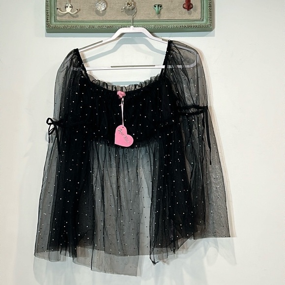 DOLLS KILLS SUGAR THRILLZ DIVINE ELF PRIESTESS RHINESTONE TULLE CROP TOP XL NEW - Picture 1 of 7